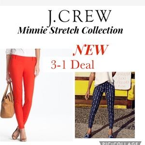 3-1 Deal J. Crew Red / Blue Circle pattern Ankle /black Cropped Pants/